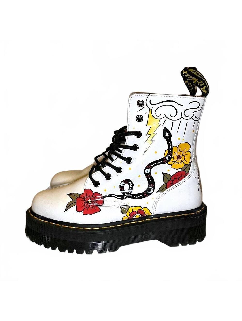 Dr. Martens Jadon Custom Tattoo Platform Boots Mens 9 Womens 10